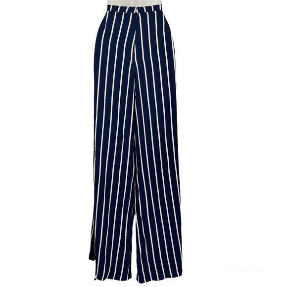Reformation Sorrenti Pant Capone Stripe Navy Blue - Picture 10 of 12